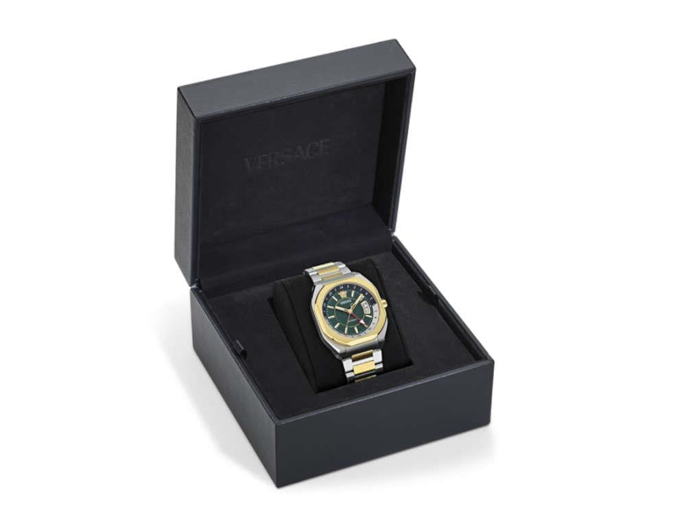 Versace V-Contempo GMT Automatik Uhr, Grün, 40mm x 48,3mm, VE0I00325