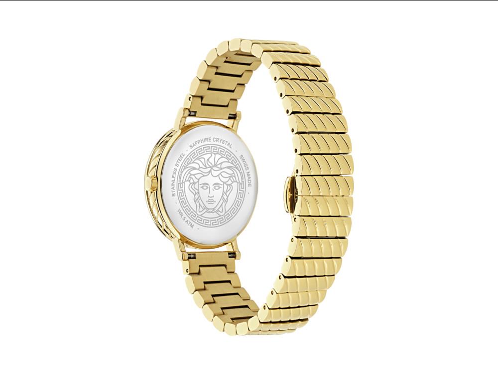 Versace Delphinus Quartz Uhr, PVD Gold, Schwarz, 35 mm, VE0O00425