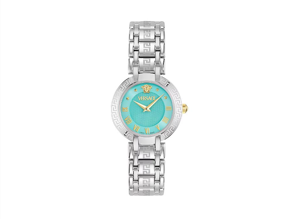 Versace Antlia Quartz Uhr, Recycelter Stahl, Blau, 34 mm, VE0P00325