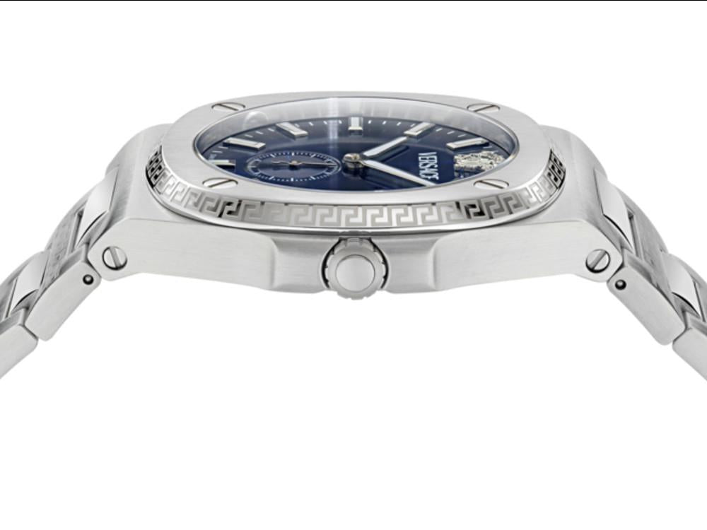 Versace Tolomeo Quartz Uhr, Recycelter Stahl, Blau, 40 mm, VE0V00225