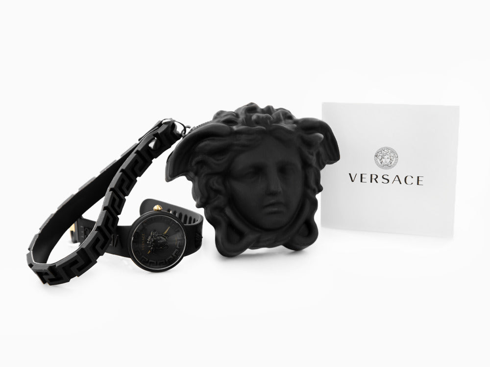 Versace Medusa Pop Quartz Uhr, Silikone, Schwarz, 39 mm, Shapir-Glas, VE6G00223
