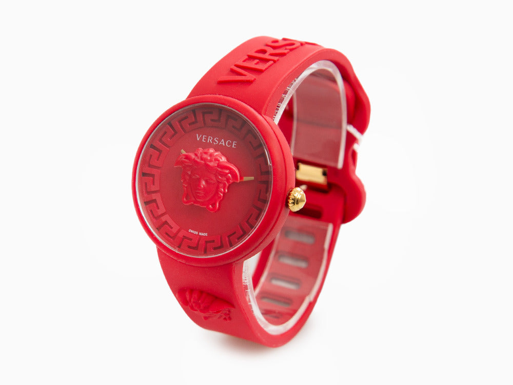 Versace Medusa Pop Quartz Uhr, Silikone, Rot, 39 mm, Shapir-Glas, VE6G00723