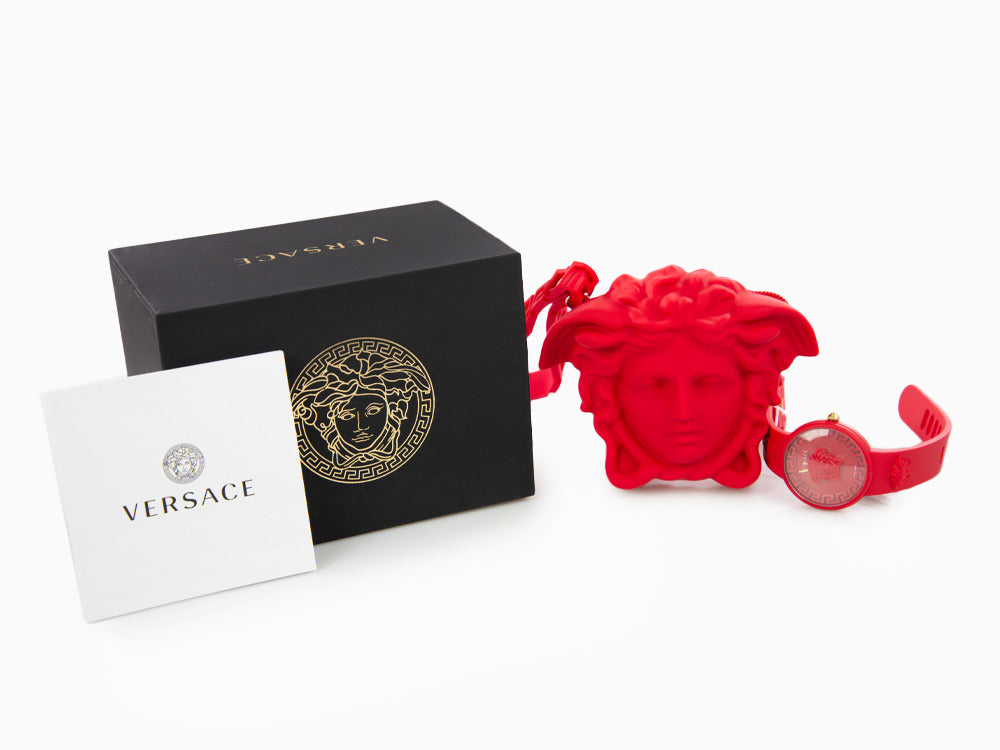 Versace Medusa Pop Quartz Uhr, Silikone, Rot, 39 mm, Shapir-Glas, VE6G00723