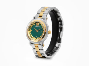 Versace Greca Flourish Quartz Uhr, PVD Gold, Grün, 35 mm, VE7F00523