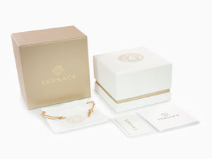 Versace Greca Flourish Quartz Uhr, PVD Gold, Grün, 35 mm, VE7F00523