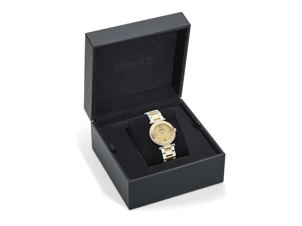 Versace Reve Quartz Uhr, PVD Gold, Golden, 35 mm, Shapir-Glas, VE8B00324