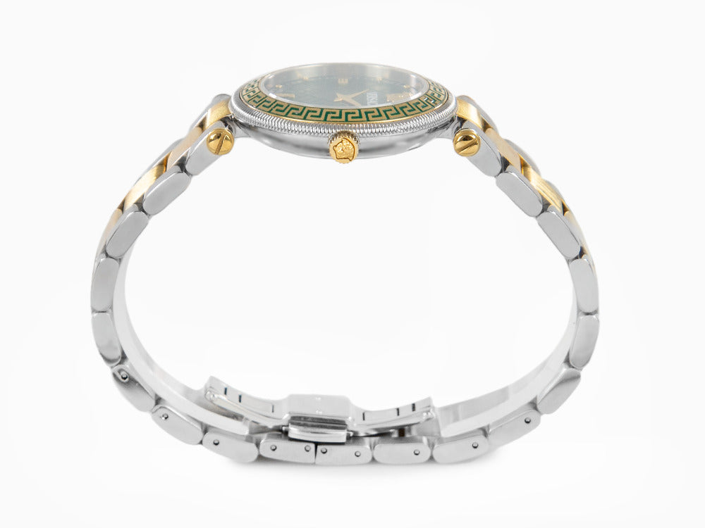 Versace Reve Quartz Uhr, PVD Gold, Grün, 35 mm, Shapir-Glas, VE8B00524