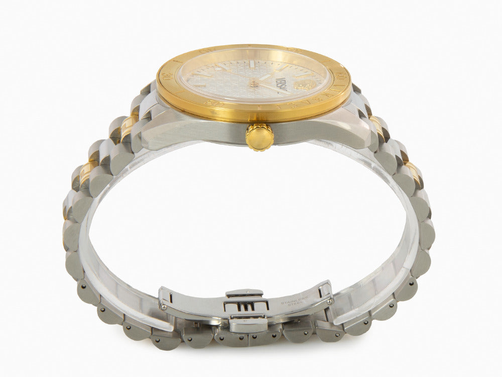 Versace V Dome Quartz Uhr, Silber, 42 mm, Shapir-Glas, VE8E00424