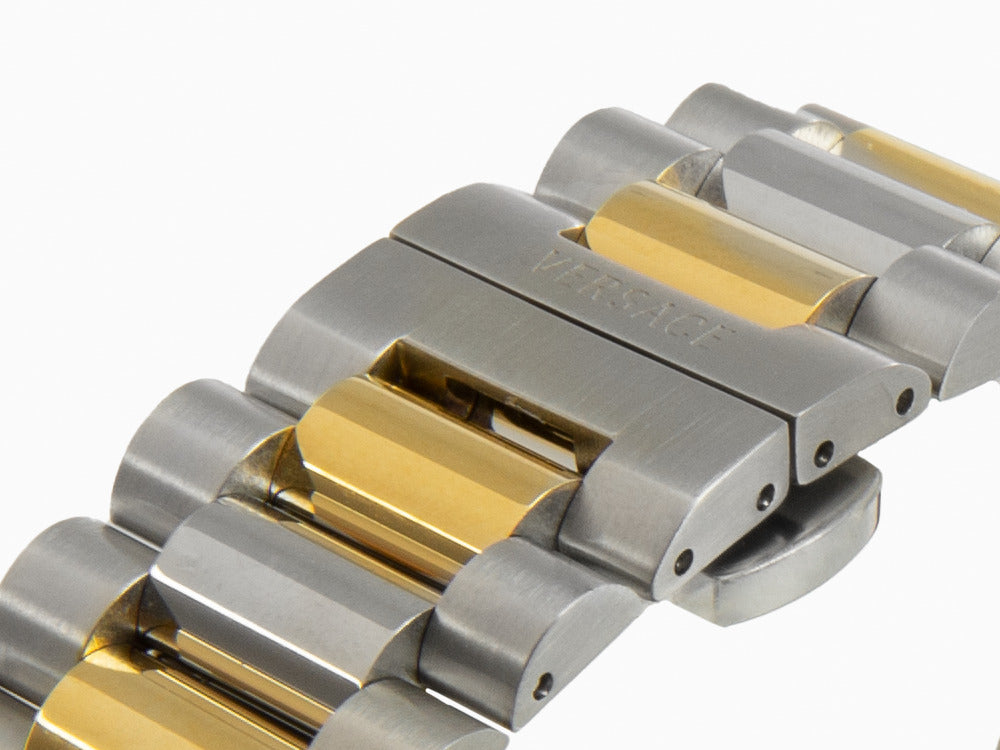 Versace V Dome Quartz Uhr, Silber, 42 mm, Shapir-Glas, VE8E00424