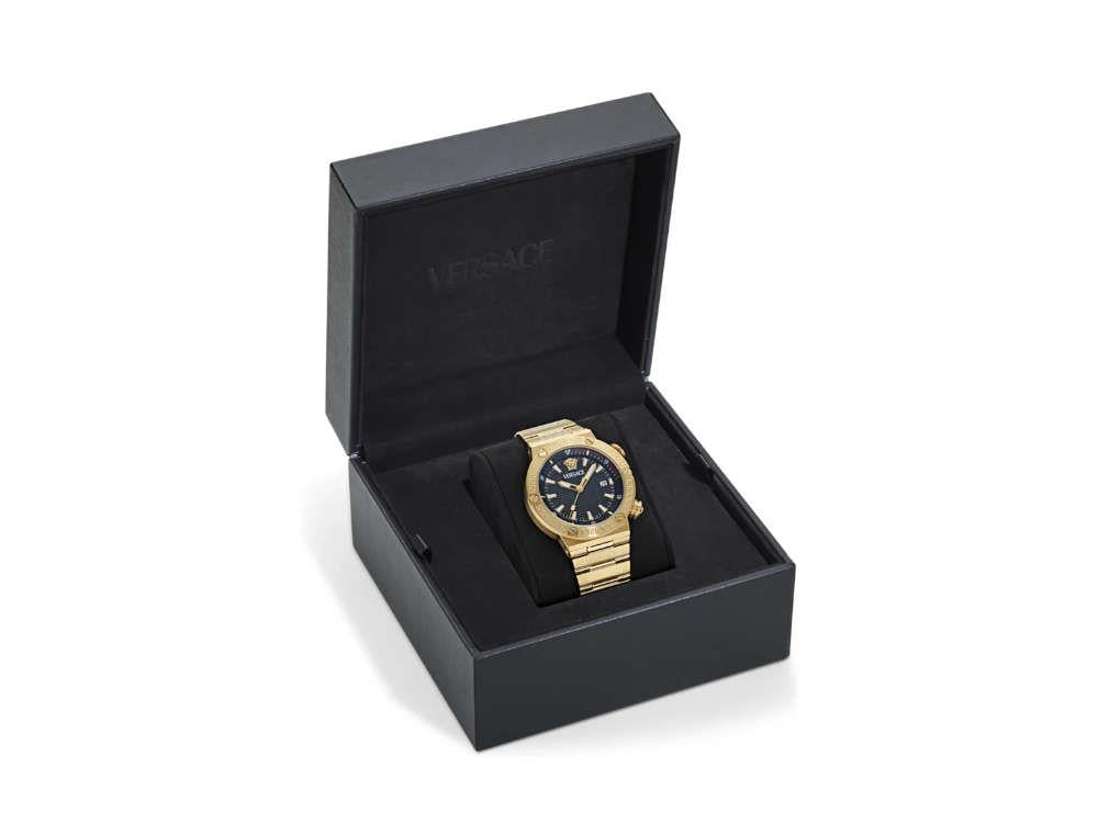 Versace Greca Logo Diver Quartz Uhr, PVD Gold, Schwarz, 43 mm, VE8G00624