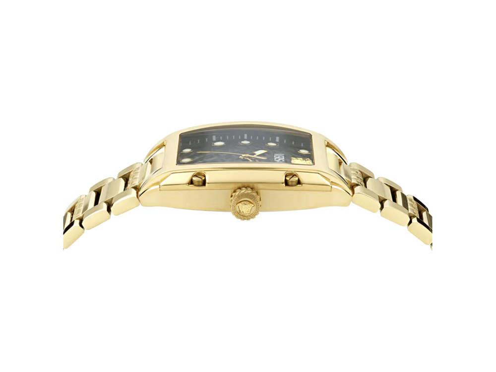 Versace Dominus Lady Quartz Uhr, PVD Gold, Schwarz, 44,8mm x 36mm, VE8K00524