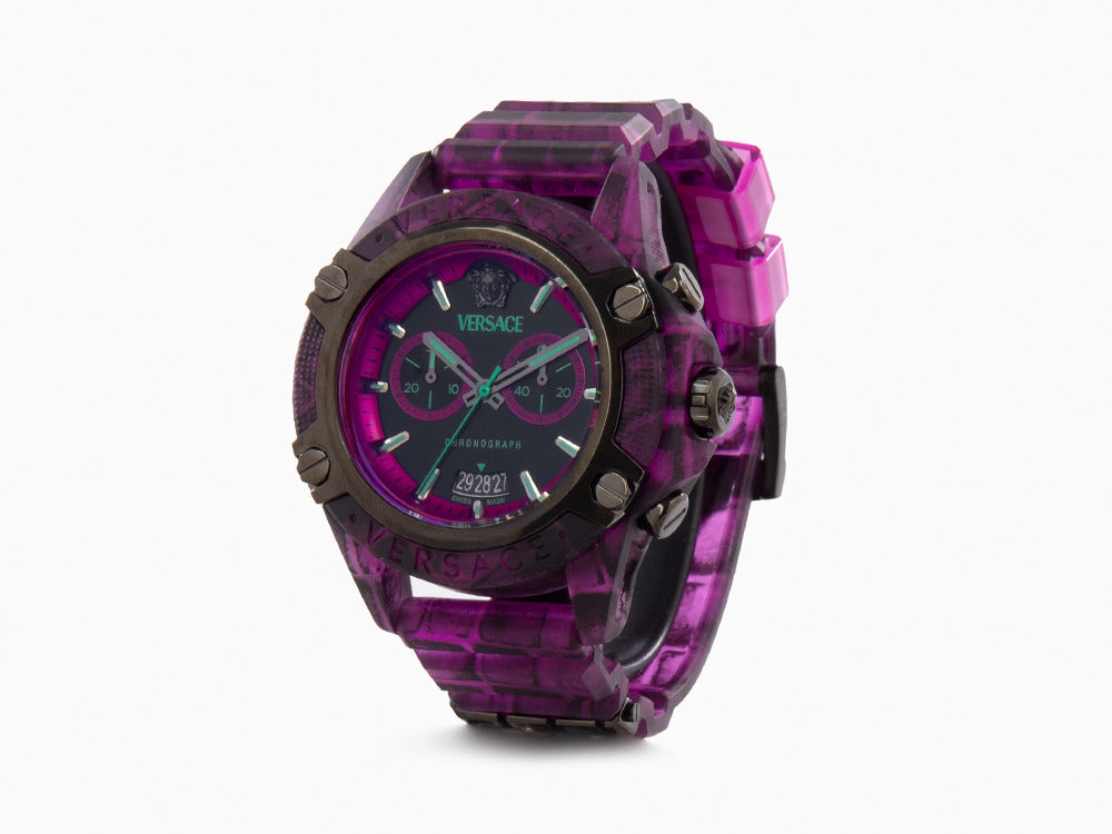 Versace Icon Active Quartz Uhr, Polycarbonat, Schwarz, 44 mm, VE8P00124