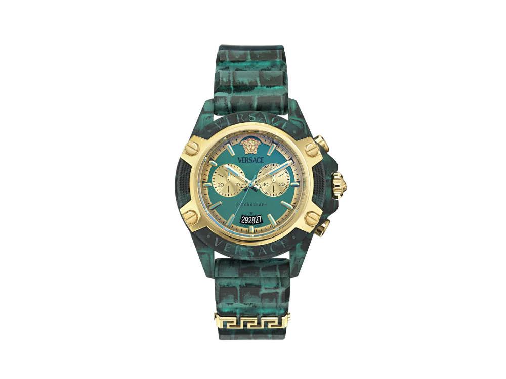 Versace Icon Active Quartz Uhr, Polycarbonat, Blau, 44 mm, VE8P00324