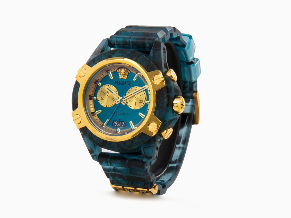 Versace Icon Active Quartz Uhr, Polycarbonat, Blau, 44 mm, VE8P00324