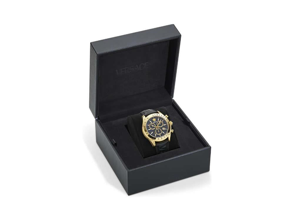 Versace Chrono Master Quartz Uhr, PVD Gold, Schwarz, 44 mm, VE8R00224