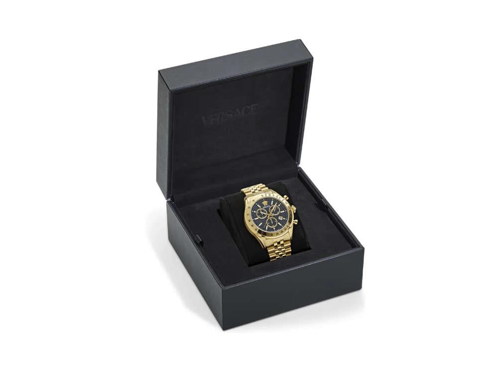 Versace Chrono Master Quartz Uhr, PVD Gold, Schwarz, 44 mm, VE8R00624