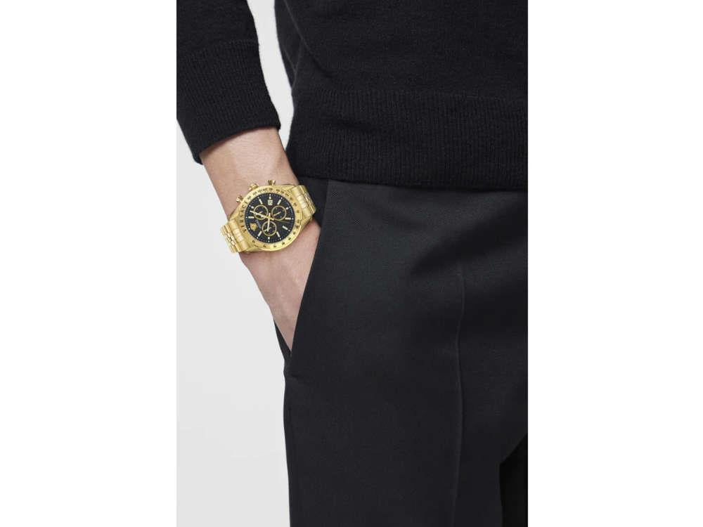 Versace Chrono Master Quartz Uhr, PVD Gold, Schwarz, 44 mm, VE8R00624