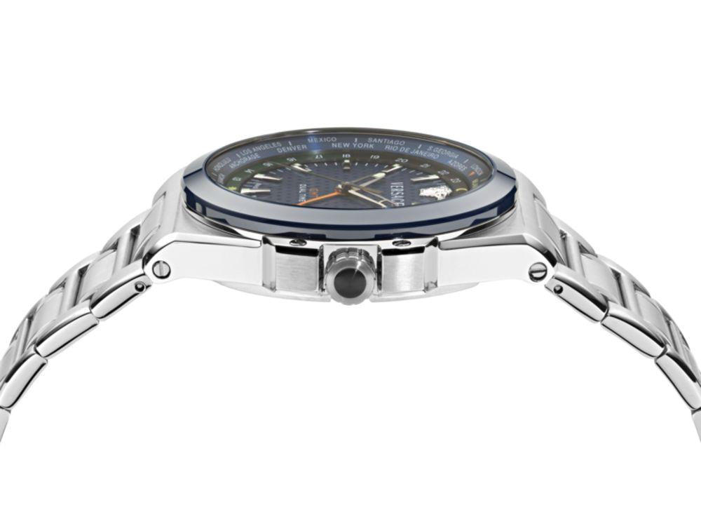 Versace Greca Reaction GMT Quartz Uhr, Blau, 41 mm, VE8Y00126