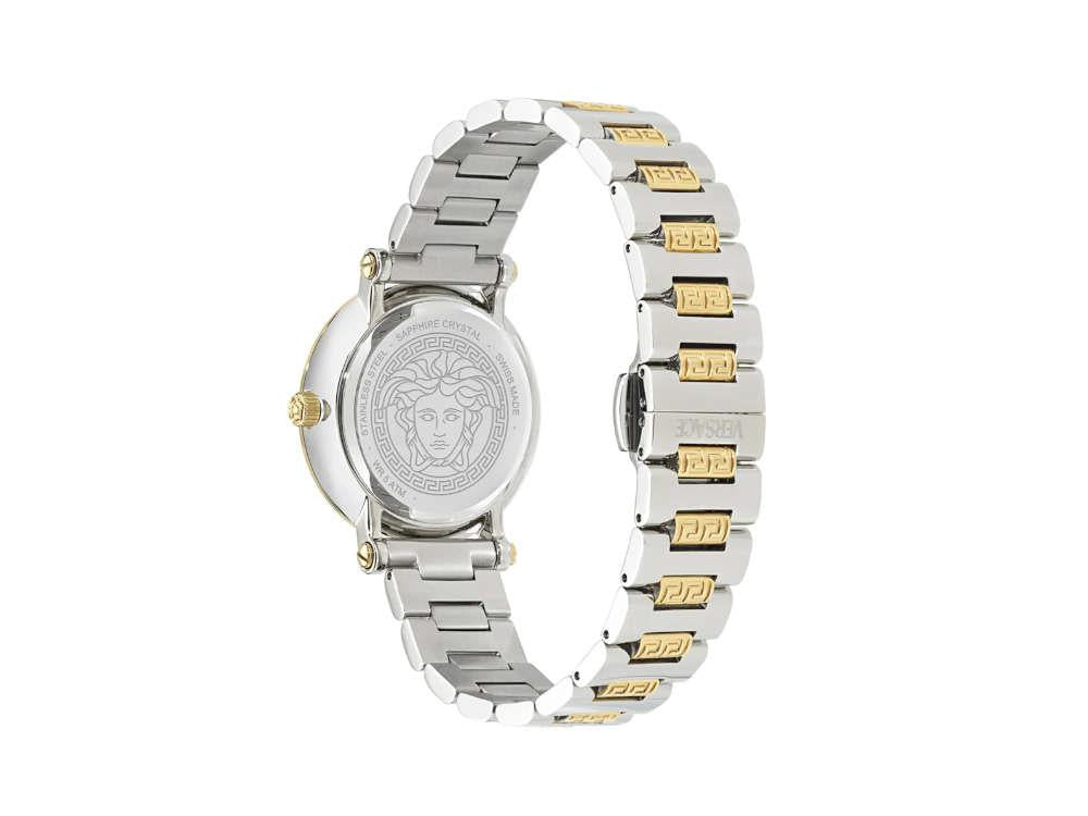 Versace Greca Sphere Quartz Uhr, PVD Gold, Silber, 35 mm, Shapir-Glas, VE9C00524