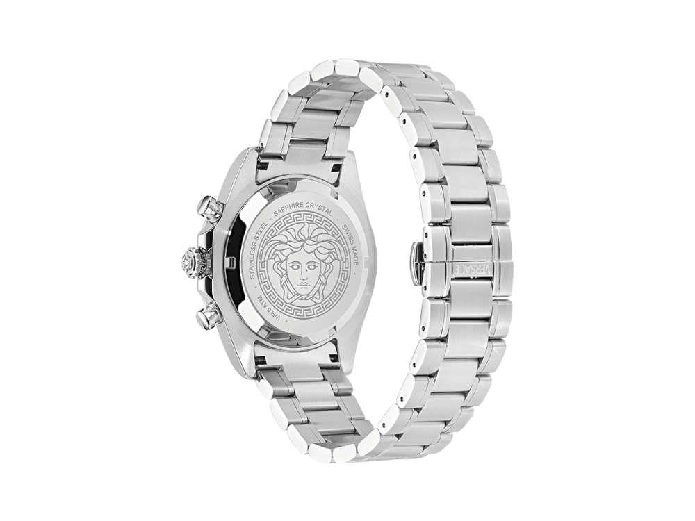 Versace Chrono X Quartz Uhr, Recycelter Stahl, Blau, 44 mm, VE9K00324