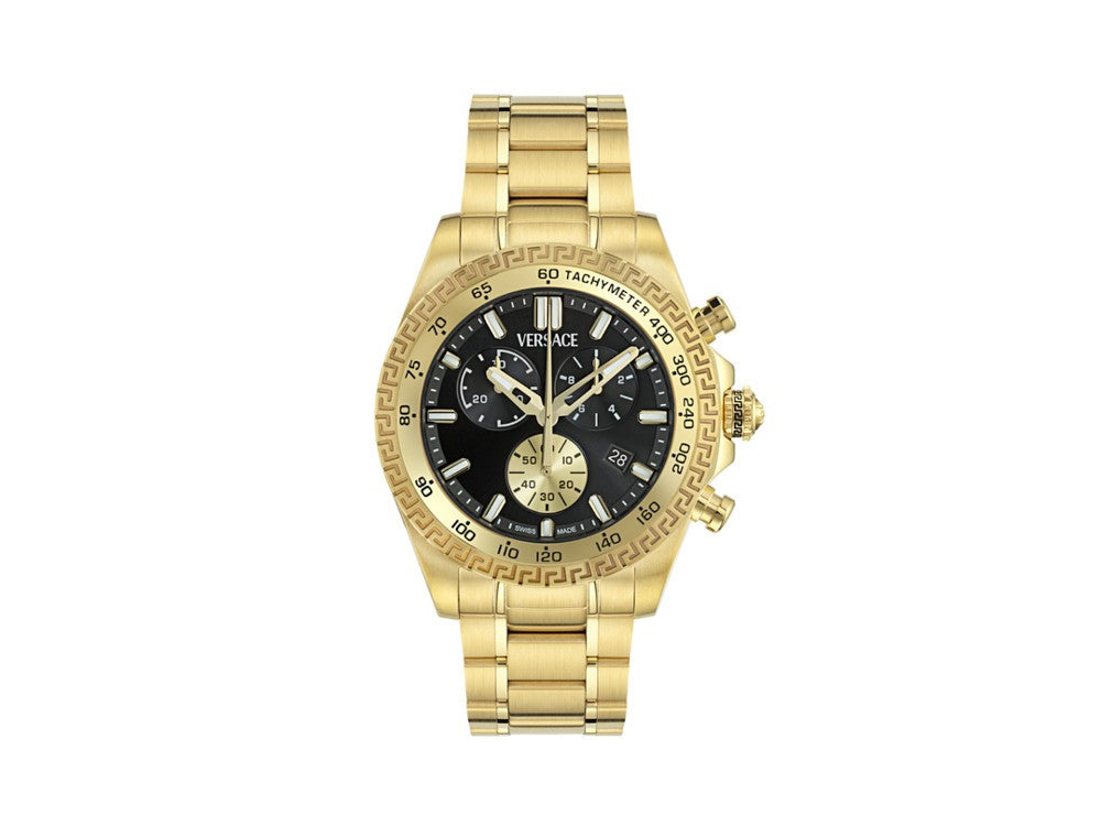 Versace Chrono X Quartz Uhr, Recycelter Stahl, Schwarz, 44 mm, VE9K00524