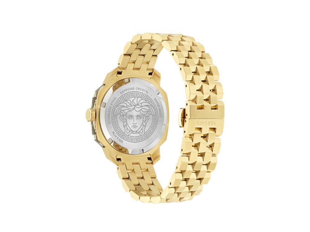 Versace Dylos 2.0 Quartz Uhr, Recycelter Stahl, Golden, 39.5 mm, VEYR00326