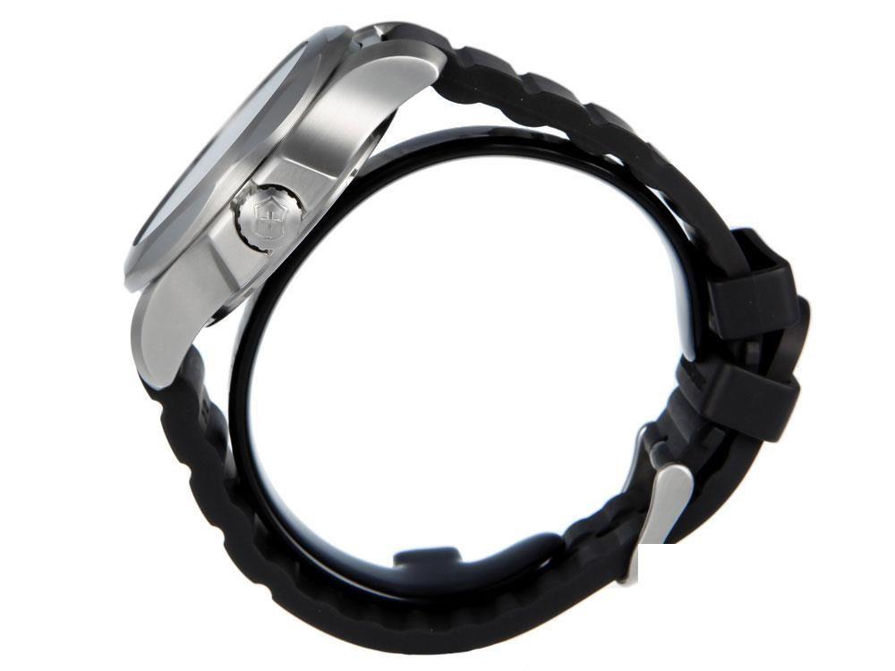 Victorinox I.N.O.X. Quartz Uhr, Edelstahl, Schwarz, 43 mm, Kautschukband