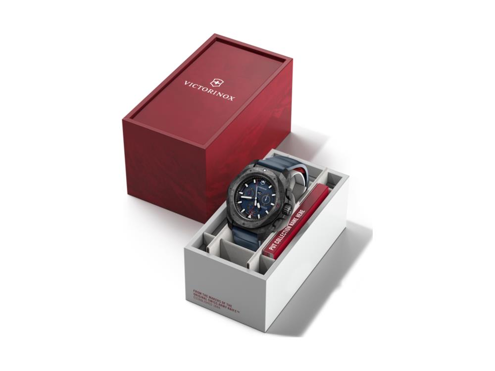 Victorinox I.N.O.X. Chrono Quartz Uhr, Kohlenstofffaser, Blau, 43 mm, V242082