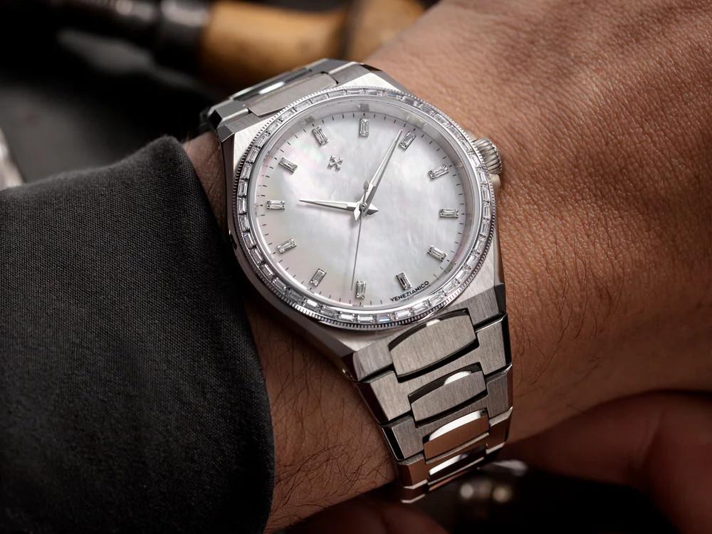 Venezianico Arsenale Moissanite Automatik Uhr, 37 mm, Weiss, 6121511C