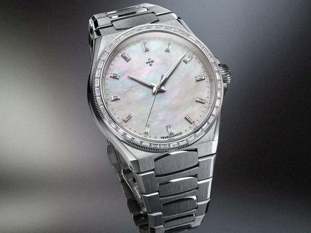 Venezianico Arsenale Moissanite Automatik Uhr, 37 mm, Weiss, 6121511C