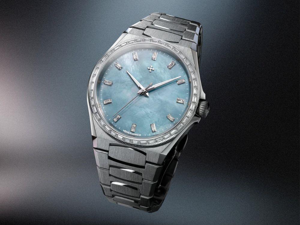 Venezianico Arsenale Moissanite Automatik Uhr, 37 mm, Hellblau, 6121512C