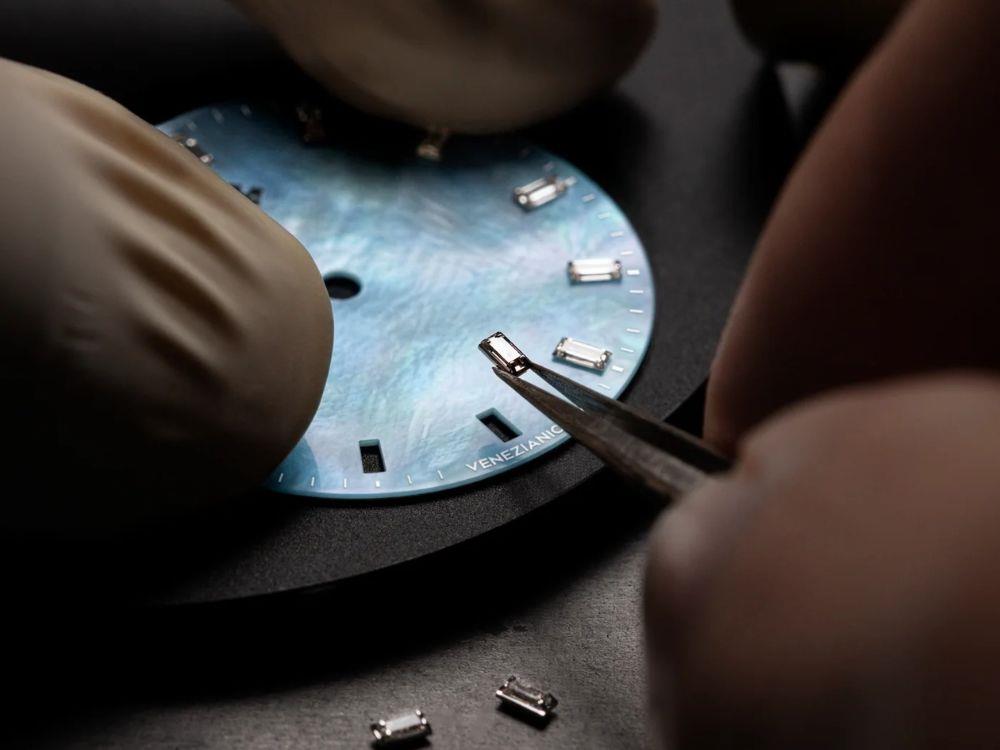 Venezianico Arsenale Moissanite Automatik Uhr, 37 mm, Hellblau, 6121512C