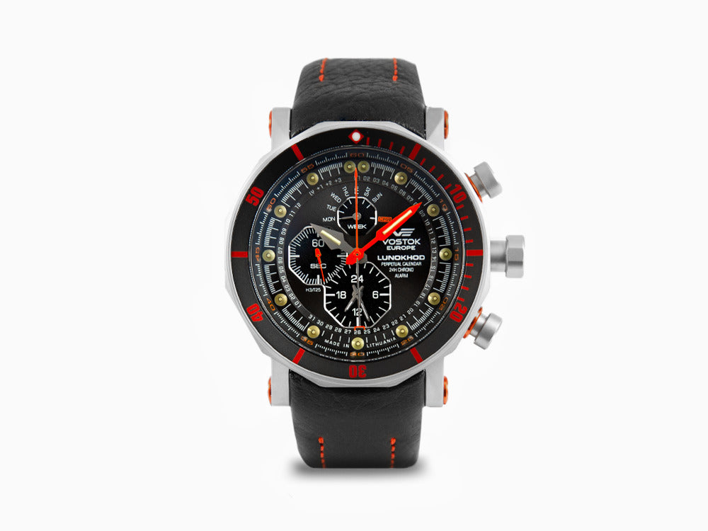 Vostok Europe Lunokhod-2 Quartz Uhr, Grau, 49 mm, Tritium, Chrono, YM86-620A506
