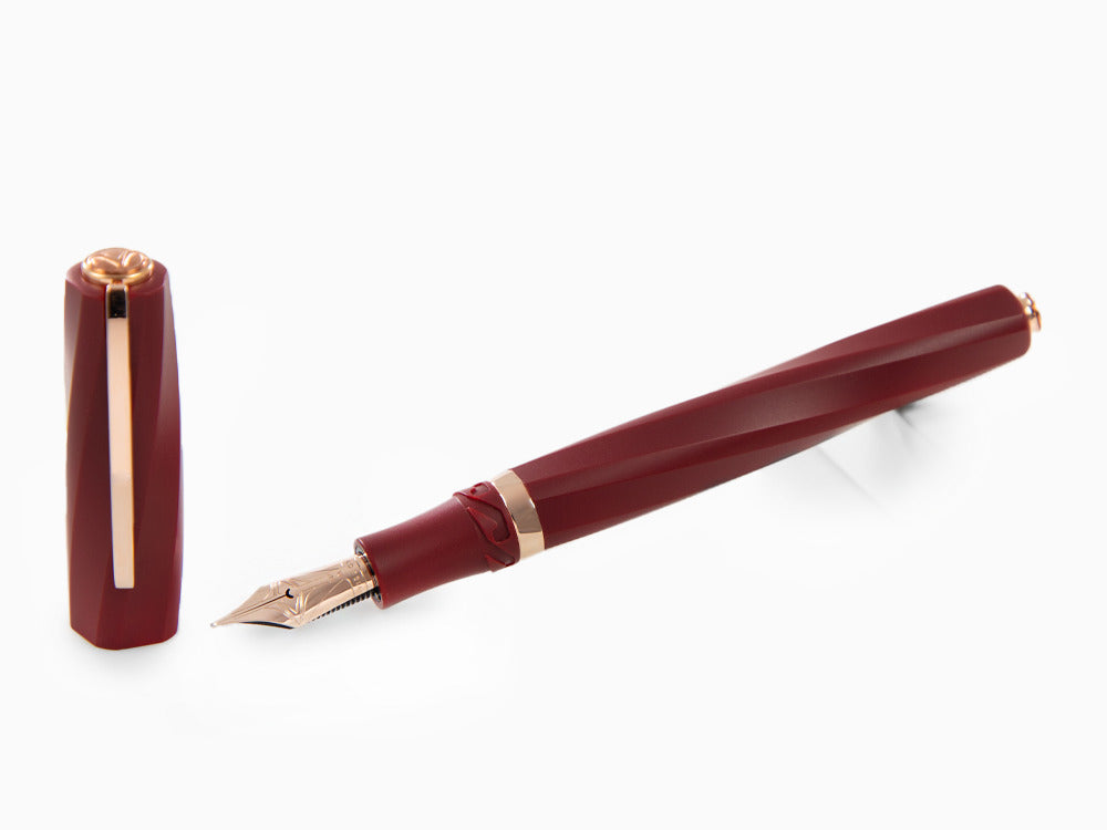 Visconti Divina Bordeaux Matte Füllfederhalter, Roségold PVD, KP18-14-FP