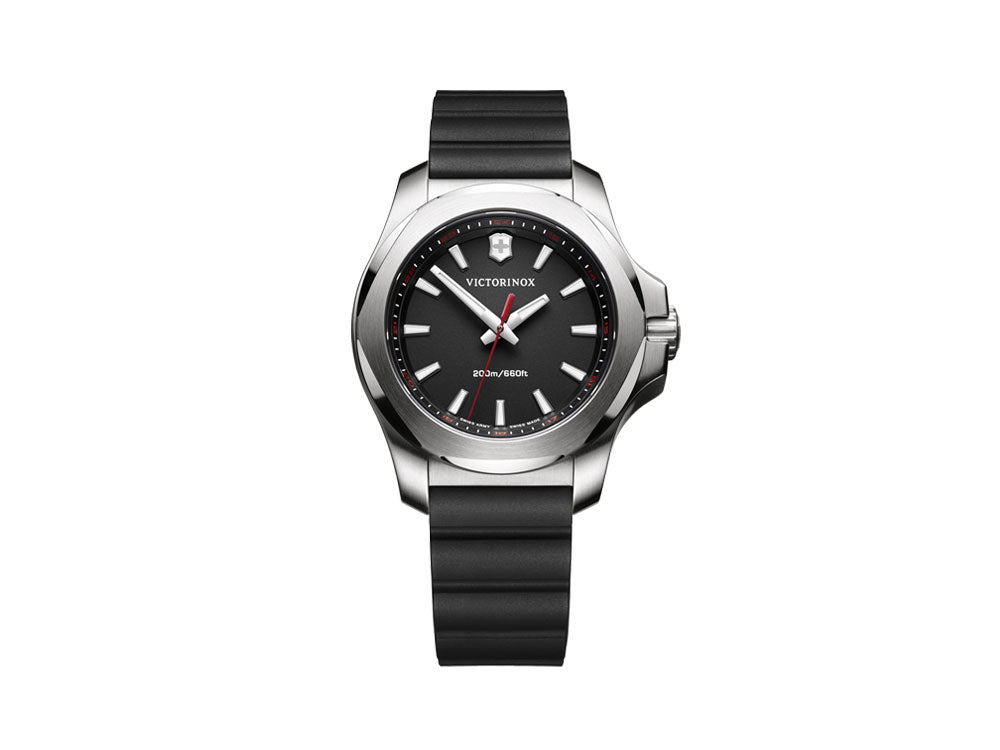 Victorinox I.N.O.X. Ladies Quartz Uhr, Edelstahl, Schwarz, 37 mm, Kautschukband