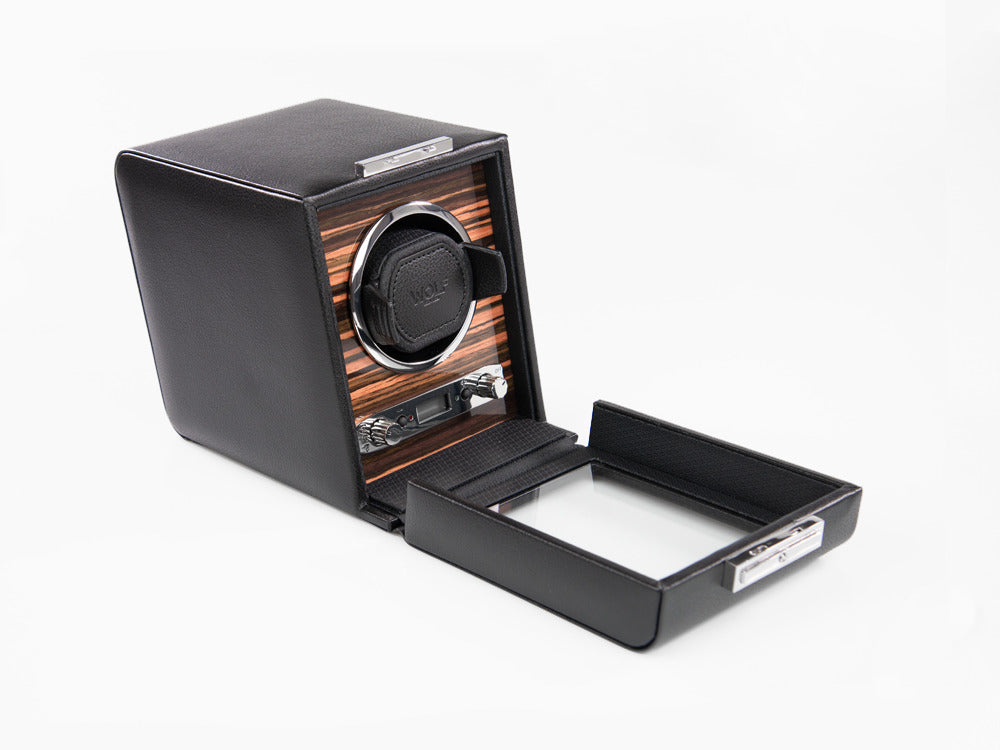 WOLF Roadster Uhrenbeweger, 1 Uhr, Schwarz, Vegane Leder, 457056