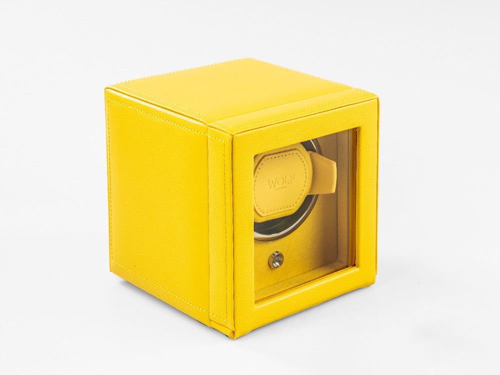 WOLF Cub Uhrenbeweger, 1 Uhr, Gelb, Vegane Leder, 461192