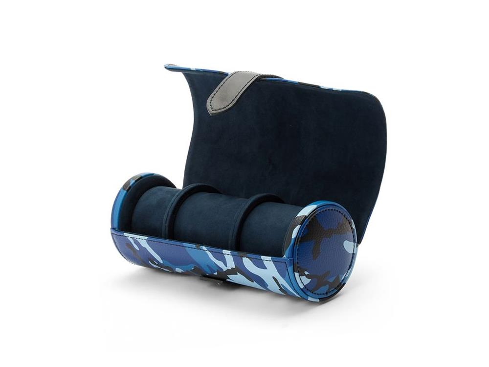 WOLF Elements Water Uhrenrolle, 3 Uhren, Blau, Vegane Leder, 665271