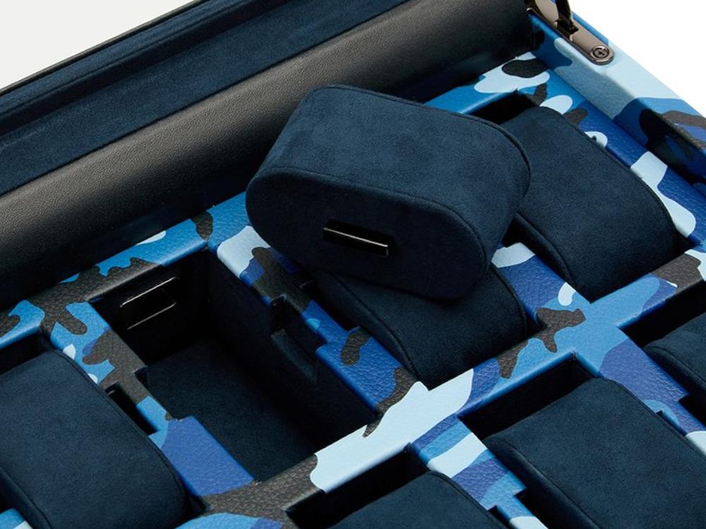 WOLF Elements Water Uhrenbox, 10 Uhren, Blau, Vegane Leder, 665471