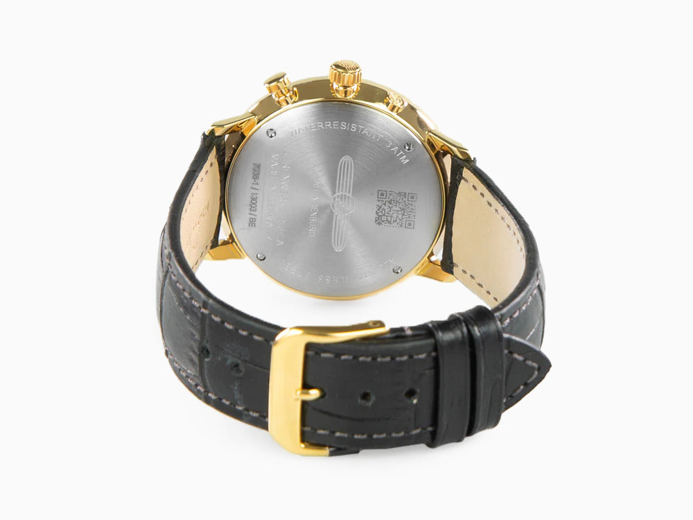 Zeppelin LZ 129 Hindenburg Moonphase Quartz Uhr, PVD Gold, Silber, 40 mm, 7038-1