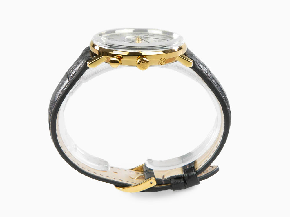 Zeppelin LZ 129 Hindenburg Moonphase Quartz Uhr, PVD Gold, Silber, 40 mm, 7038-1