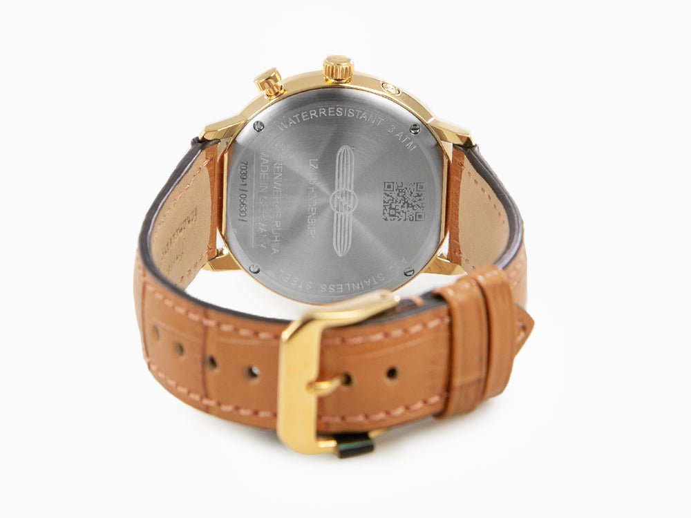 Zeppelin LZ 129 Hindenburg Moonphase Lady Quartz Uhr, PVD Gold, 36 mm, 7039-1