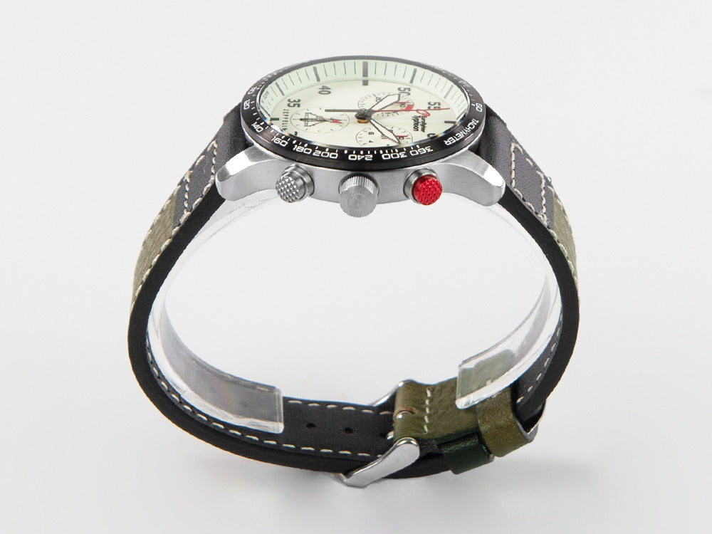 Zeppelin Eurofighter Quartz Uhr, Weiss, Tag, Lederband, 7298-5