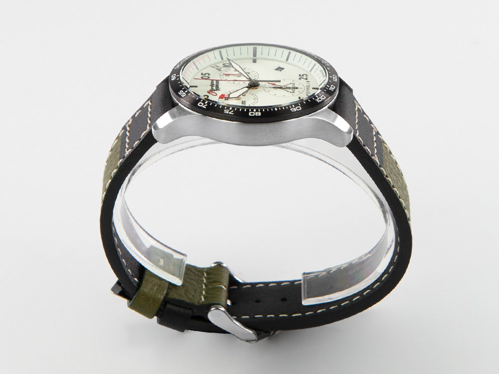 Zeppelin Eurofighter Quartz Uhr, Weiss, Tag, Lederband, 7298-5