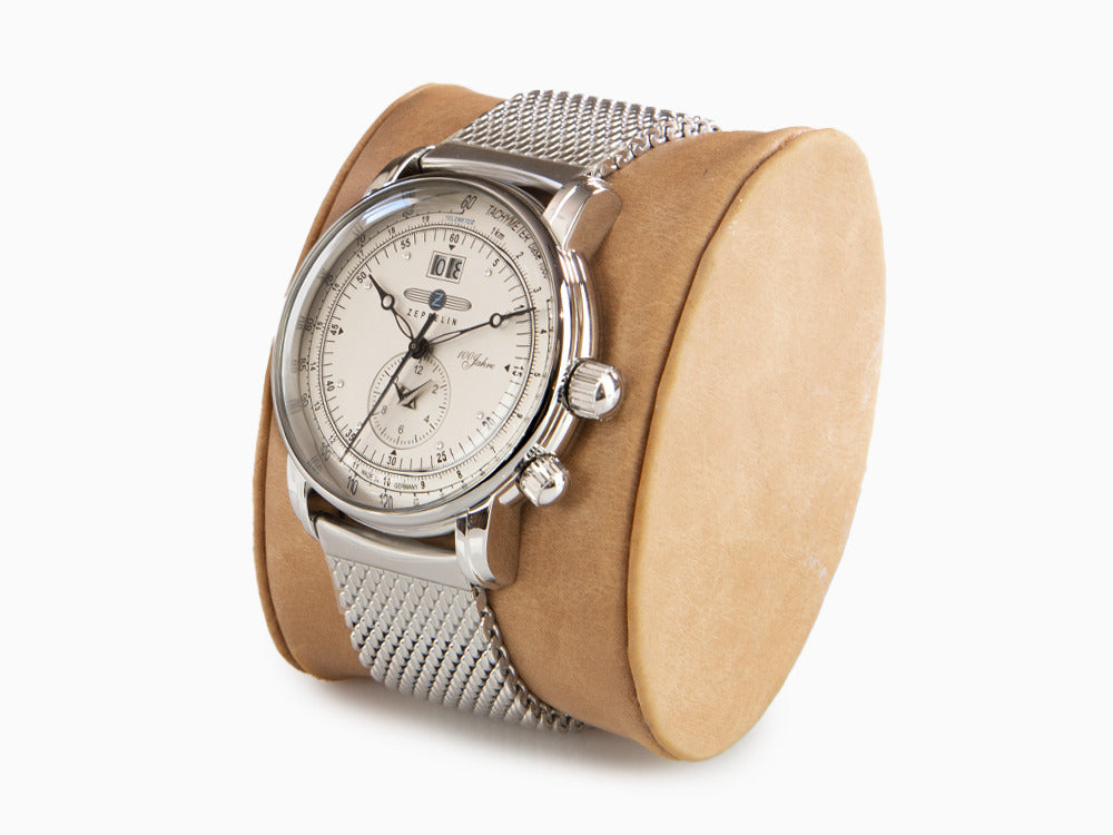 Zeppelin 100 Years Zeppelin Ed. 1 Quartz Uhr, Silber, 42 mm, Tag, GMT, 7640M-1