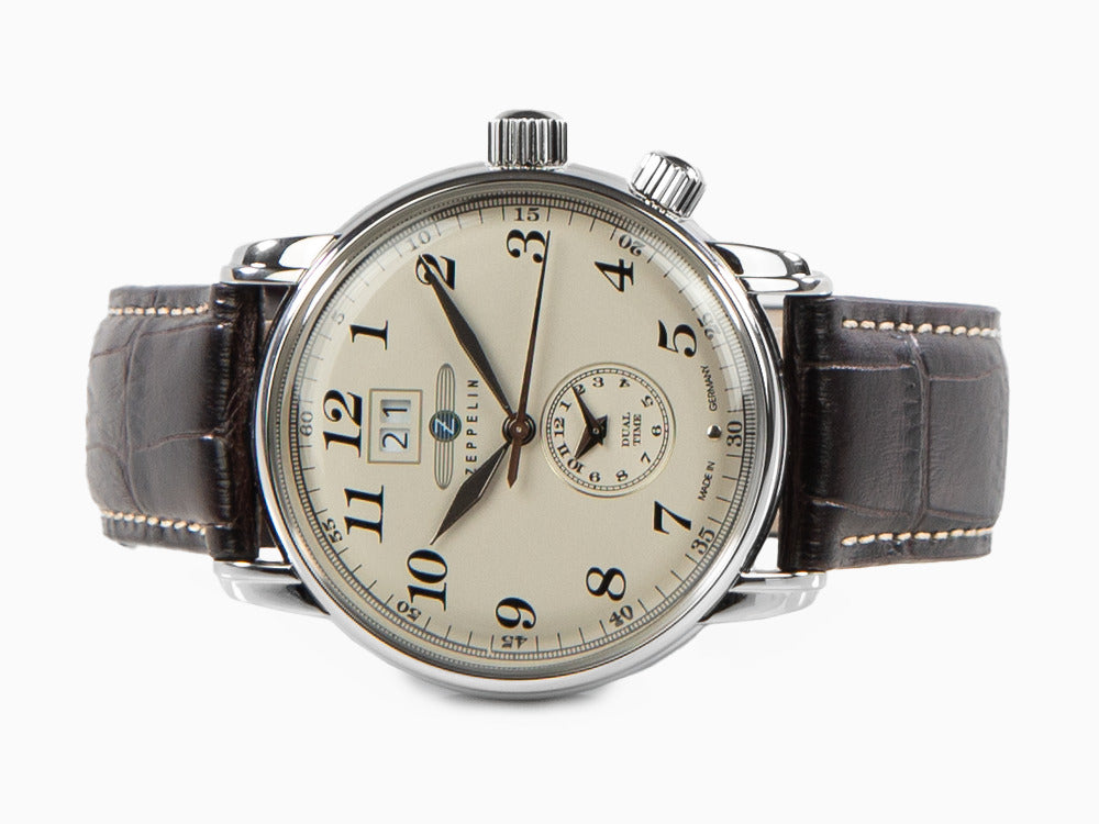 Zeppelin LZ 127 Graf Zeppelin Quartz Uhr, Beige, 42 mm, GMT, 7644-5