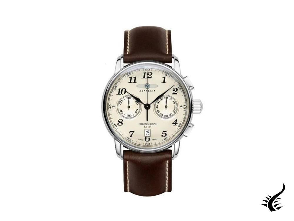 Zeppelin LZ 127 Graf Zeppelin Quartz Uhr, Beige, 42 mm, Tag, Chronograph, 7678-5