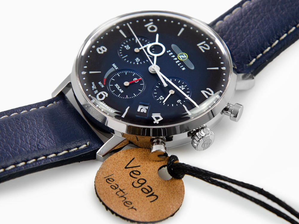 Zeppelin LZ 129 Hindenburg Quartz Uhr, Blau, 41 mm, Tag, Lederband, 8086-3n