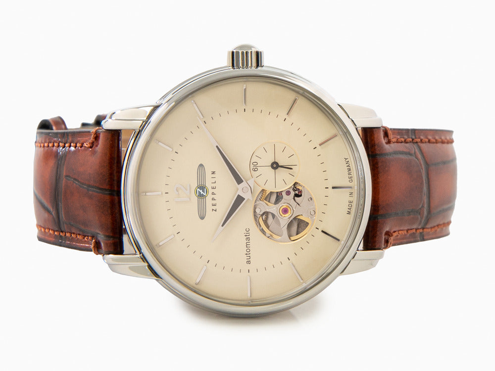 Zeppelin LZ 120 Bodensee Automatik Uhr, Beige, 40cm, Lederband, 8166-1