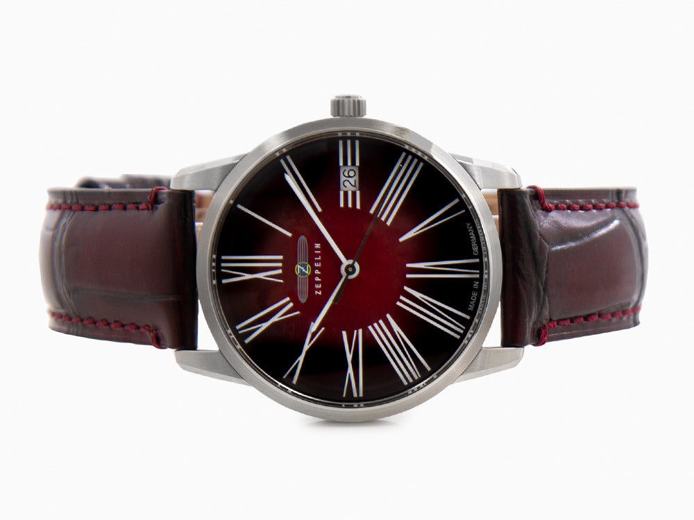 Zeppelin Flatline Lady Quartz Uhr, Bordeaux, 36 mm, 8345-5